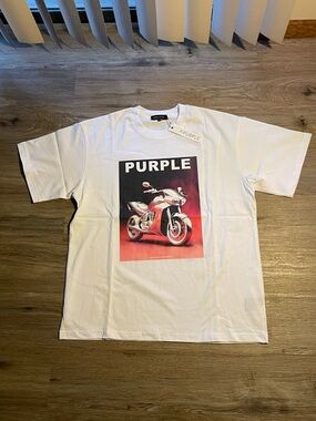 Purple Brand White Motorcycle Graphic Short-Sleeve Tee - Men